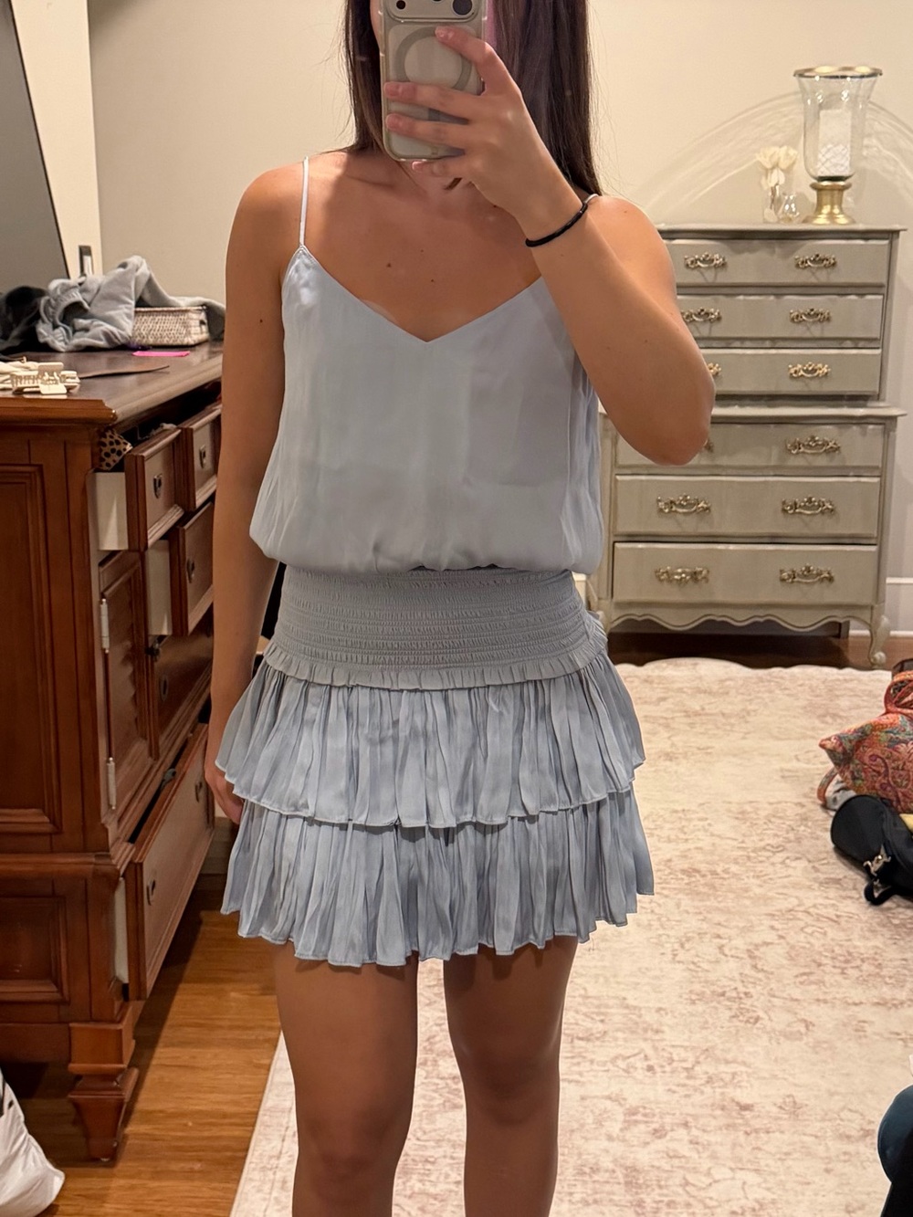 The Reset Light Blue Ruffle Mini Dress